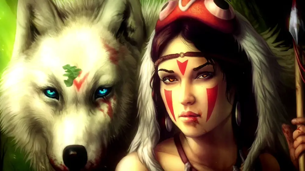 Descargar Fondo de Pantalla Animado de La Princesa Mononoke: Princesa y Lobo 4K