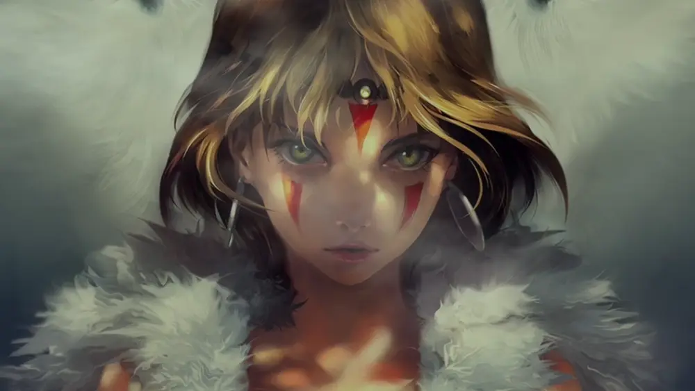 Descargar Fondo de Pantalla Animado de La Princesa Mononoke: Ojos Rojos de Moro 4K