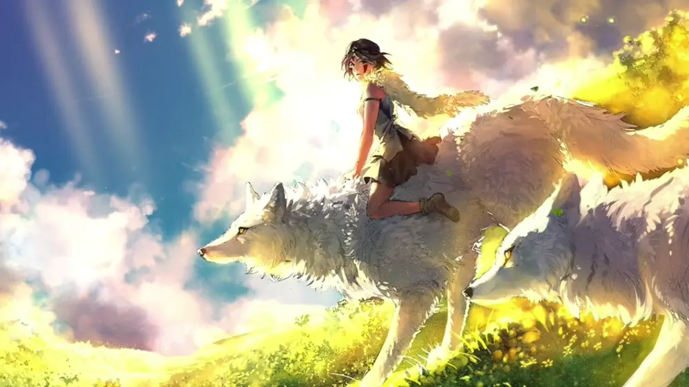 Descargar Fondo de Pantalla Animado de La Princesa Mononoke: Princesa y Moro Luz del Sol 4K