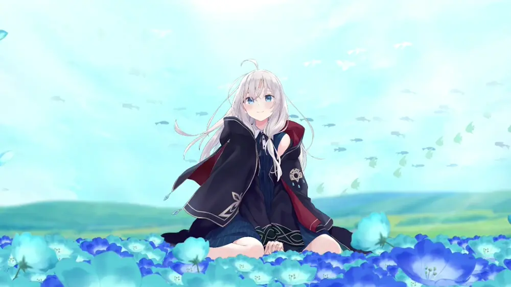 Descargar Fondo de Pantalla Animado de The Journey of Elaina: Flores Azules 4K